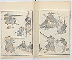 Random Sketches by Hokusai, Volumes 1 to 11, Katsushika Hokusai 葛飾北斎 (Japanese, Tokyo (Edo) 1760–1849 Tokyo (Edo)), Eleven volumes of woodblock printed books; ink and color on paper, Japan