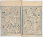 Random Sketches by Hokusai, Volumes 1 to 11, Katsushika Hokusai 葛飾北斎 (Japanese, Tokyo (Edo) 1760–1849 Tokyo (Edo)), Eleven volumes of woodblock printed books; ink and color on paper, Japan