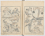 Random Sketches by Hokusai, Volumes 1 to 11, Katsushika Hokusai 葛飾北斎 (Japanese, Tokyo (Edo) 1760–1849 Tokyo (Edo)), Eleven volumes of woodblock printed books; ink and color on paper, Japan