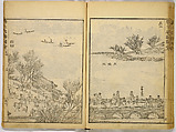 Illustrations of Famous Places in China, Gyokuzan (1737–1812), Six volumes of Woodblock printed books; ink on paper, Japan