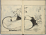 A Collection of Sketches, Sesshosai, Set of three woodblock printed books; ink on paper, Japan