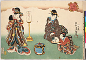 Evening Snow (Bo-setsu), from the series, "Eight Figural Views" (Sugata Hakkei), Utagawa Kunisada (Japanese, 1786–1864), Polychrome woodblock print, Japan
