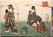 Evening Snow (Bo-setsu), from the series, "Eight Figural Views" (Sugata Hakkei), Utagawa Kunisada (Japanese, 1786–1864), Polychrome woodblock print, Japan