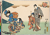 Evening Snow (Bo-setsu), from the series, "Eight Figural Views" (Sugata Hakkei), Utagawa Kunisada (Japanese, 1786–1864), Polychrome woodblock print, Japan