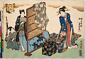 Evening Snow (Bo-setsu), from the series, "Eight Figural Views" (Sugata Hakkei), Utagawa Kunisada (Japanese, 1786–1864), Polychrome woodblock print, Japan