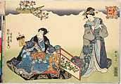 Evening Snow (Bo-setsu), from the series, "Eight Figural Views" (Sugata Hakkei), Utagawa Kunisada (Japanese, 1786–1864), Polychrome woodblock print, Japan