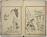 Random Sketches by Hokusai, Katsushika Hokusai (Japanese, Tokyo (Edo) 1760–1849 Tokyo (Edo)), Eight volumes of woodblock printed books; ink and color on paper, Japan