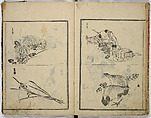 Random Sketches by Hokusai, Katsushika Hokusai (Japanese, Tokyo (Edo) 1760–1849 Tokyo (Edo)), Eight volumes of woodblock printed books; ink and color on paper, Japan