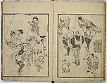 Random Sketches by Hokusai, Katsushika Hokusai (Japanese, Tokyo (Edo) 1760–1849 Tokyo (Edo)), Eight volumes of woodblock printed books; ink and color on paper, Japan