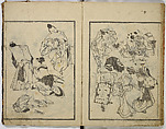 Random Sketches by Hokusai, Katsushika Hokusai (Japanese, Tokyo (Edo) 1760–1849 Tokyo (Edo)), Eight volumes of woodblock printed books; ink and color on paper, Japan