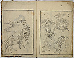 Random Sketches by Hokusai, Katsushika Hokusai (Japanese, Tokyo (Edo) 1760–1849 Tokyo (Edo)), Eight volumes of woodblock printed books; ink and color on paper, Japan