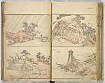 Random Sketches by Hokusai, Katsushika Hokusai (Japanese, Tokyo (Edo) 1760–1849 Tokyo (Edo)), Eight volumes of woodblock printed books; ink and color on paper, Japan