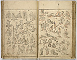 Random Sketches by Hokusai, Katsushika Hokusai (Japanese, Tokyo (Edo) 1760–1849 Tokyo (Edo)), Eight volumes of woodblock printed books; ink and color on paper, Japan