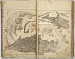 Random Sketches by Hokusai, Katsushika Hokusai (Japanese, Tokyo (Edo) 1760–1849 Tokyo (Edo)), Eight volumes of woodblock printed books; ink and color on paper, Japan
