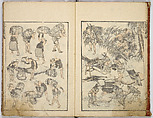 Random Sketches by Hokusai, Katsushika Hokusai (Japanese, Tokyo (Edo) 1760–1849 Tokyo (Edo)), Eight volumes of woodblock printed books; ink and color on paper, Japan