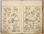 Random Sketches by Hokusai, Katsushika Hokusai (Japanese, Tokyo (Edo) 1760–1849 Tokyo (Edo)), Eight volumes of woodblock printed books; ink and color on paper, Japan