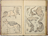 Random Sketches by Hokusai, Katsushika Hokusai (Japanese, Tokyo (Edo) 1760–1849 Tokyo (Edo)), Eight volumes of woodblock printed books; ink and color on paper, Japan