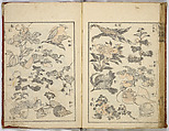 Random Sketches by Hokusai, Katsushika Hokusai (Japanese, Tokyo (Edo) 1760–1849 Tokyo (Edo)), Eight volumes of woodblock printed books; ink and color on paper, Japan