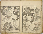 Random Sketches by Hokusai, Katsushika Hokusai (Japanese, Tokyo (Edo) 1760–1849 Tokyo (Edo)), Eight volumes of woodblock printed books; ink and color on paper, Japan