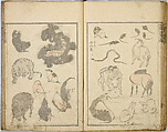 Random Sketches by Hokusai, Katsushika Hokusai (Japanese, Tokyo (Edo) 1760–1849 Tokyo (Edo)), Eight volumes of woodblock printed books; ink and color on paper, Japan