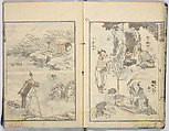 Random Sketches by Hokusai, Katsushika Hokusai (Japanese, Tokyo (Edo) 1760–1849 Tokyo (Edo)), Eight volumes of woodblock printed books; ink and color on paper, Japan