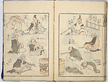 Random Sketches by Hokusai, Katsushika Hokusai (Japanese, Tokyo (Edo) 1760–1849 Tokyo (Edo)), Eight volumes of woodblock printed books; ink and color on paper, Japan