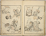 Random Sketches by Hokusai, Katsushika Hokusai (Japanese, Tokyo (Edo) 1760–1849 Tokyo (Edo)), Eight volumes of woodblock printed books; ink and color on paper, Japan
