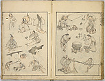 Random Sketches by Hokusai, Katsushika Hokusai (Japanese, Tokyo (Edo) 1760–1849 Tokyo (Edo)), Eight volumes of woodblock printed books; ink and color on paper, Japan