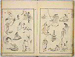 Random Sketches by Hokusai, Katsushika Hokusai (Japanese, Tokyo (Edo) 1760–1849 Tokyo (Edo)), Eight volumes of woodblock printed books; ink and color on paper, Japan