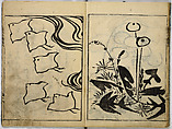 Book of Famous Japanese and Chinese Paintings, Ooka Shunboku (1680–1763), Twenty-five illustrated pages (5 originally black and white have been colored); ink and color on paper, Japan