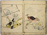 Book of Famous Japanese and Chinese Paintings, Ooka Shunboku (1680–1763), Twenty-five illustrated pages (5 originally black and white have been colored); ink and color on paper, Japan