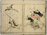 Book of Famous Japanese and Chinese Paintings, Ooka Shunboku (1680–1763), Twenty-five illustrated pages (5 originally black and white have been colored); ink and color on paper, Japan