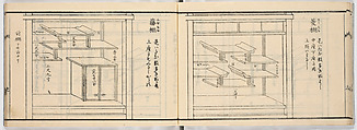 New Illustrated Manual of Shelves, 4 (Shinpan/Tana hinagata, yon), Ink on paper, Japan