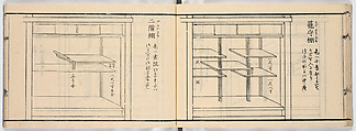 New Illustrated Manual of Shelves, 4 (Shinpan/Tana hinagata, yon), Ink on paper, Japan