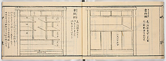 New Illustrated Manual of Shelves, 4 (Shinpan/Tana hinagata, yon), Ink on paper, Japan
