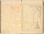 Kosode Pattern Book (On-Hiinagata)  vol. 1, One of a set of two woodblock-printed books; ink and red color on paper, Japan