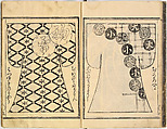 Kosode Pattern Book (On-Hiinagata), vol. 2, One of a set of two woodblock-printed books; ink and color on paper, Japan