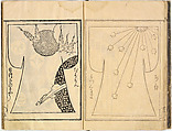 Kosode Pattern Book (On-Hiinagata), vol. 2, One of a set of two woodblock-printed books; ink and color on paper, Japan