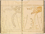 Kosode Pattern Book (On-Hiinagata), vol. 2, One of a set of two woodblock-printed books; ink and color on paper, Japan