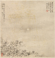 Evening Bell from a Mist-Enshrouded Temple, from Eight Views of Xiao and Xiang, Liu Yanchong (Chinese, 1808–1847), Album of eight leaves; ink and color on paper, China