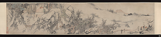 Three Visits to the Thatched Hut of Zhuge Liange, Su Liupeng (Chinese, 1791–1862), Handscroll; ink and color on paper, China