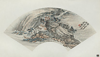 Landscape, Xiao Sun Chinese, Framed folding fan mounted as an album leaf; ink and color on paper, China
