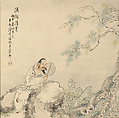 Zhou Dunyi Admiring Lotuses, Lu Peng Chinese, Album leaf; ink and color on paper, China