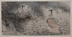 Two Goddesses of the Xiang River, Fu Baoshi  Chinese, Framed; ink and color on paper, China