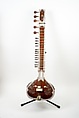 Sitar, Rikhi Ram Music Instrument Manufacturing (Indian, est. 1920), Toon and/or teak wood, gourd, metal, plastic