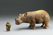 Rhinoceros and Groom, Gilt bronze, China