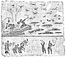 Brick with Scene of Hunting and Harvesting, Earthenware, China