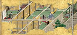 “The Safflower” (Suetsumuhana), from the Phantom Genji Scrolls (Maboroshi no Genji monogatari emaki), Scroll 2, Kyō-Kano School, Handscroll from a set of three; ink, color, and gold on paper, Japan