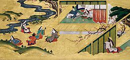 Bridal Palanquin (Onna norimono) with Arabesque Foliage, Wild Ginger Leaves, and Family Crests (Owned by Princess Atsu-hime), Lacquered wood with gold and silver hiramaki-e; gilt and silvered copper fittings; interior paintings: ink, color, and gold on paper; blinds: bamboo and silk; window screens: silk, Japan