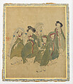 Genre Paintings, Unidentified artist, Album of four leaves; ink and color on silk, Korea